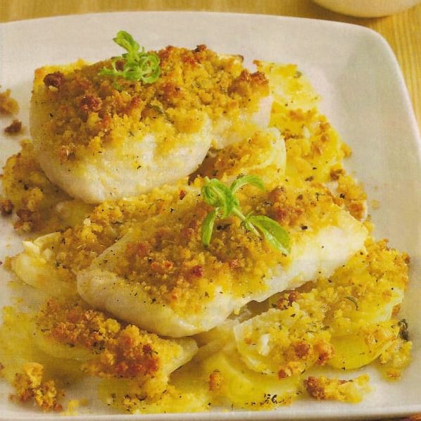 Lombinhos de pescada com broa